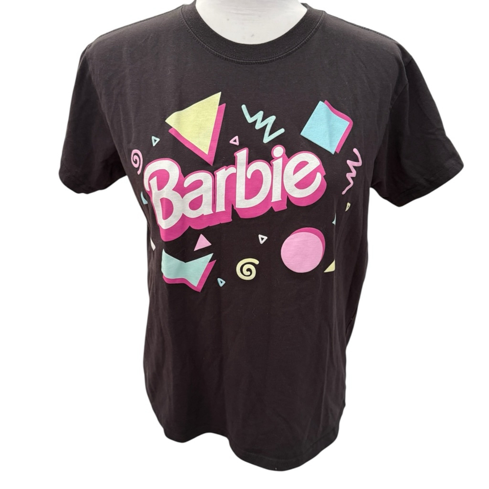 Barbie Graphic Fitted Tee Retro Logo Y2K Style Black Size L - Picture 2 of 4